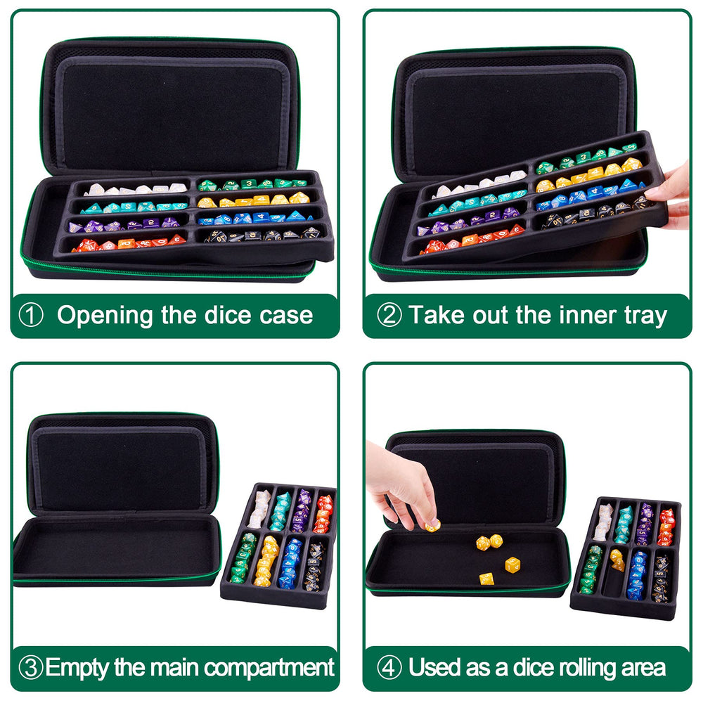 SIQUK Green EVA dice case with a comfortable handle for easy transport