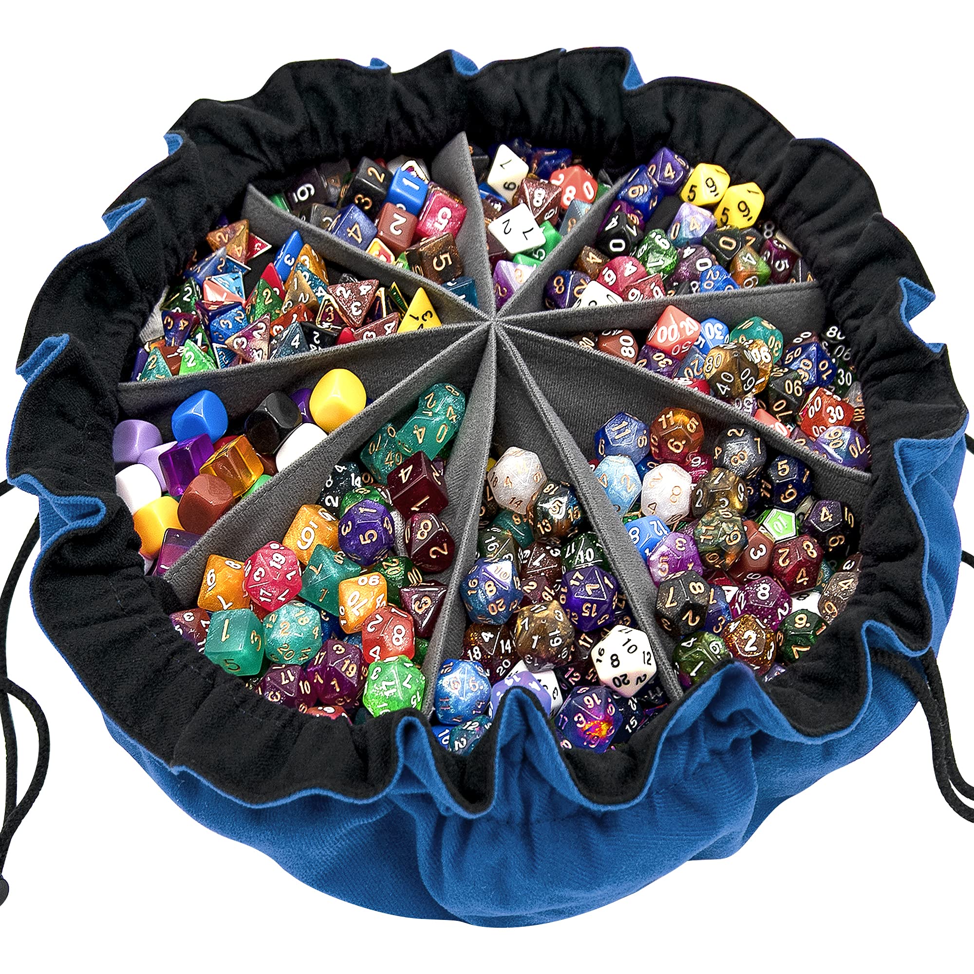 SIQUK large dice bag with pockets opened to reveal organized compartments for easy access.