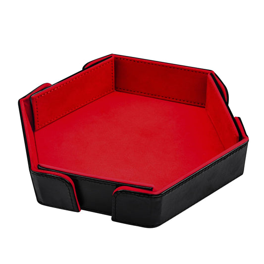 SIQUK magnetic folding dice tray hexagon red, compact and secure during play
