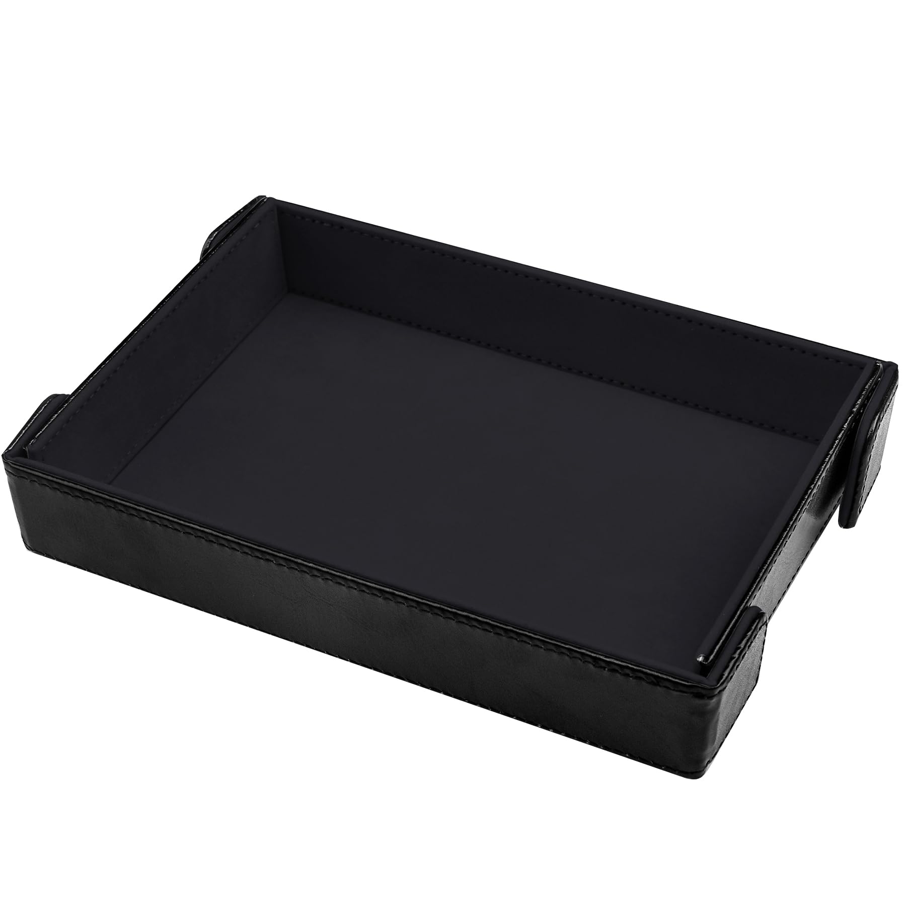 SIQUK magnetic folding dice tray in black, closed for quick, tidy storage.
