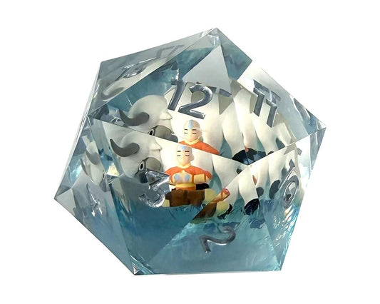 Sirius Dice Aang and Appa etched details highlight iceberg moment for display.