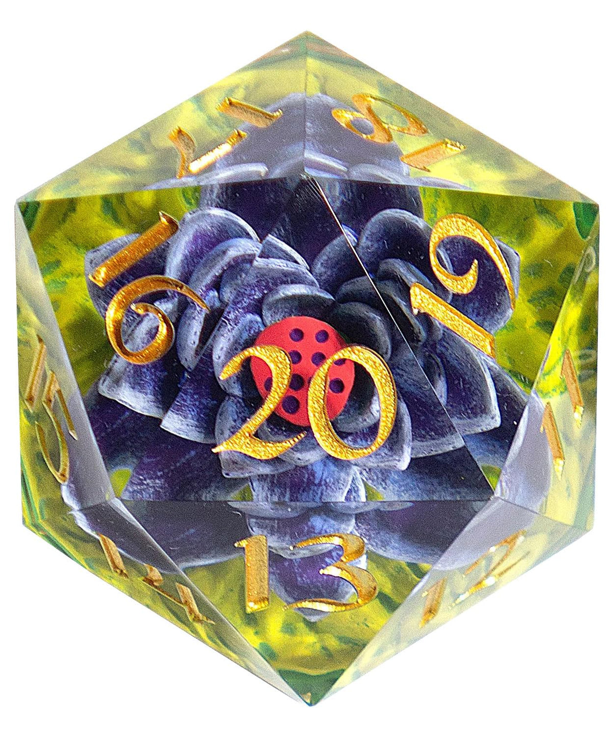 Sirius Dice Black Lotus Spindown D20 54mm resin display piece.