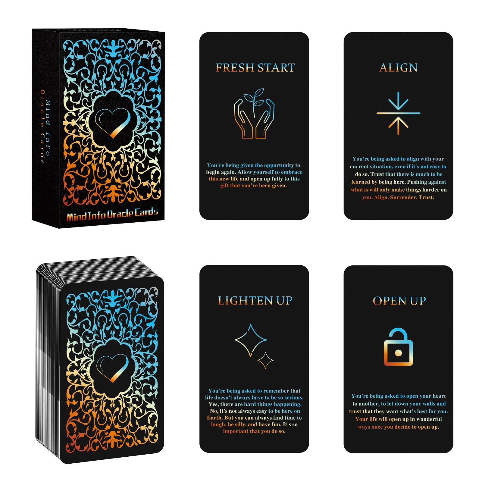 Sishui Mind Info Cards deck with 48 illustrated cards for clear life guidance.