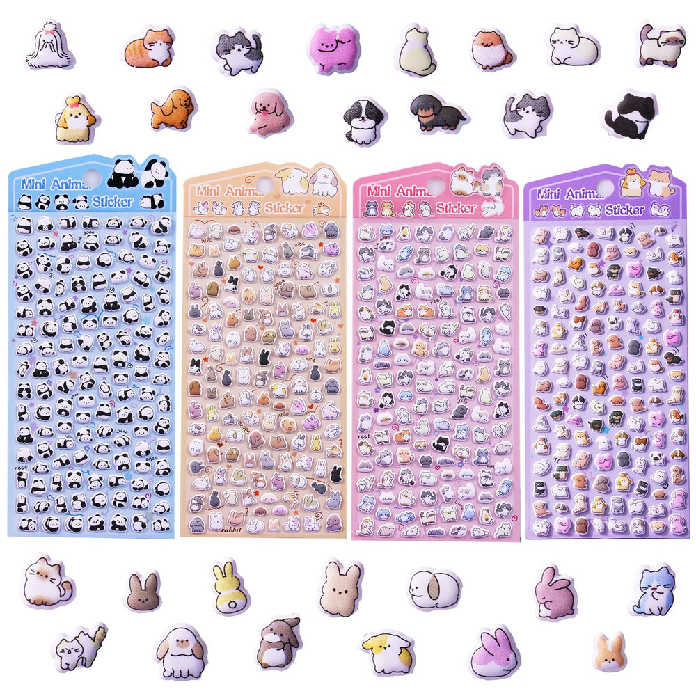 Sisiper four-sheet mini puffy stickers set for journaling and crafts, removable and repositionable.