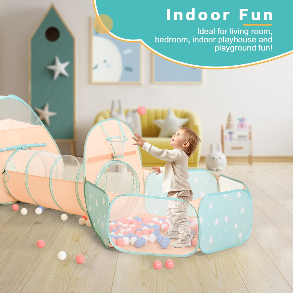 SISTICKER baby crawl tunnel promotes exploration in a safe mesh environment.
