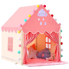 SISTICKER Kids Play Tent in pink princess castle for imaginative play indoors