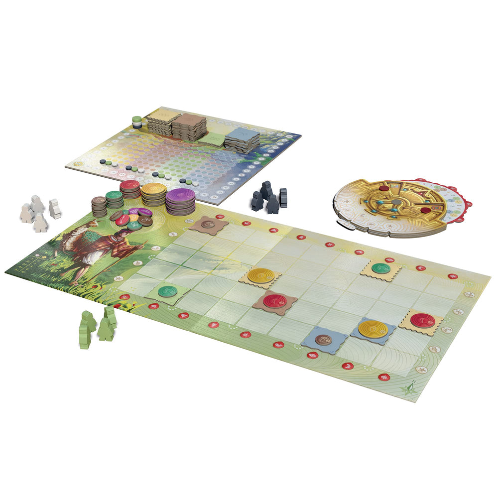 Sit Down! Tiwanaku player boards – organize turns and region control during matches.