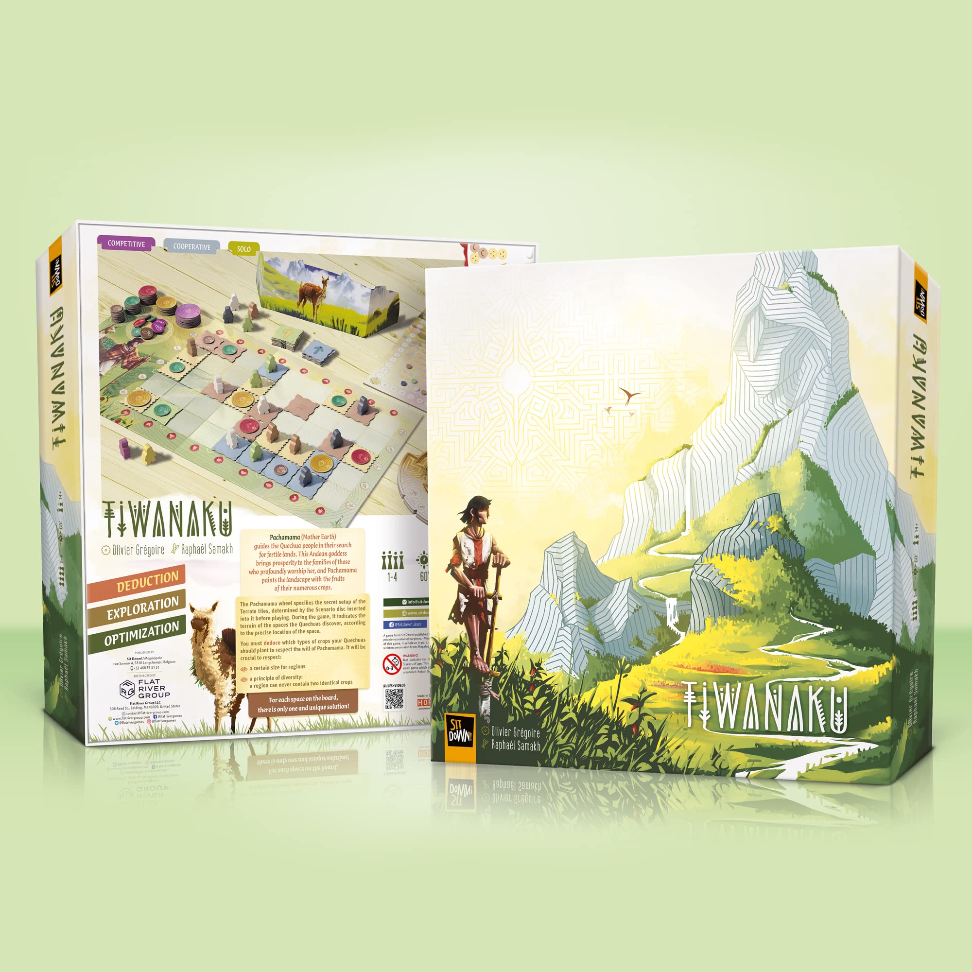 Sit Down! Tiwanaku terrain tiles – rotate tiles to reveal diverse landscapes and crops.