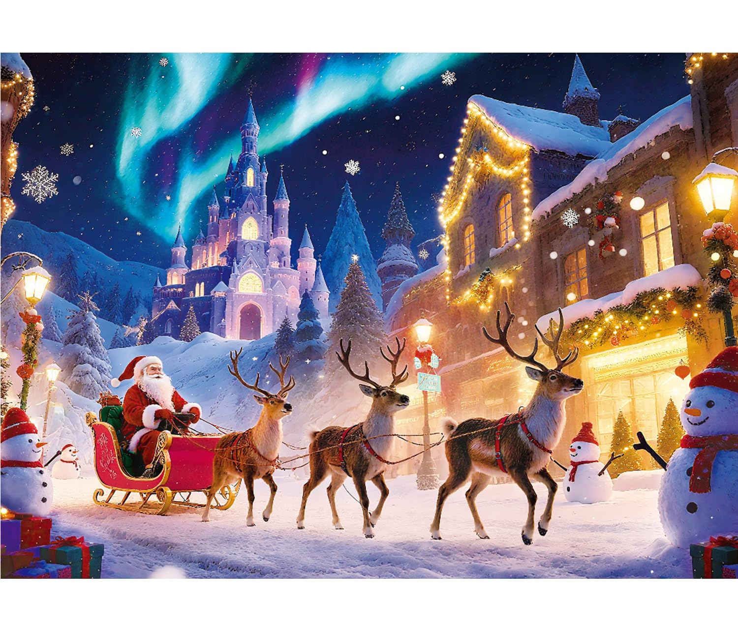 Sitanflex Santa under Aurora Borealis puzzle for festive family evenings