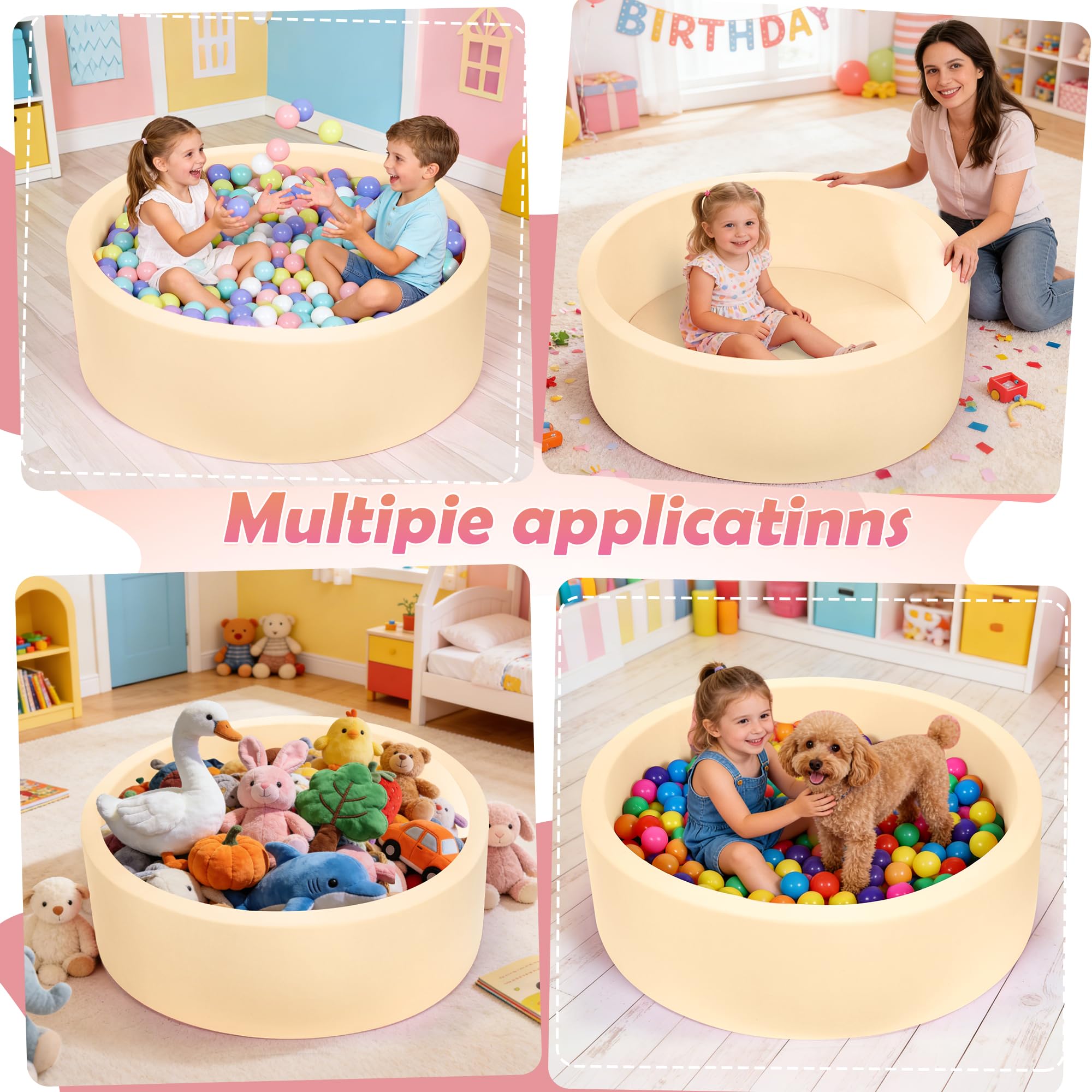 SIUUHOVS ball pit mocha waterproof zipper enables easy cleaning