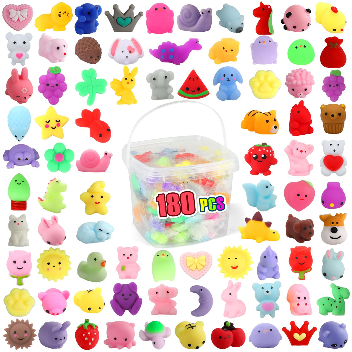 Siwarm 180-pack squishy toys ready for tactile play and color-filled fun.