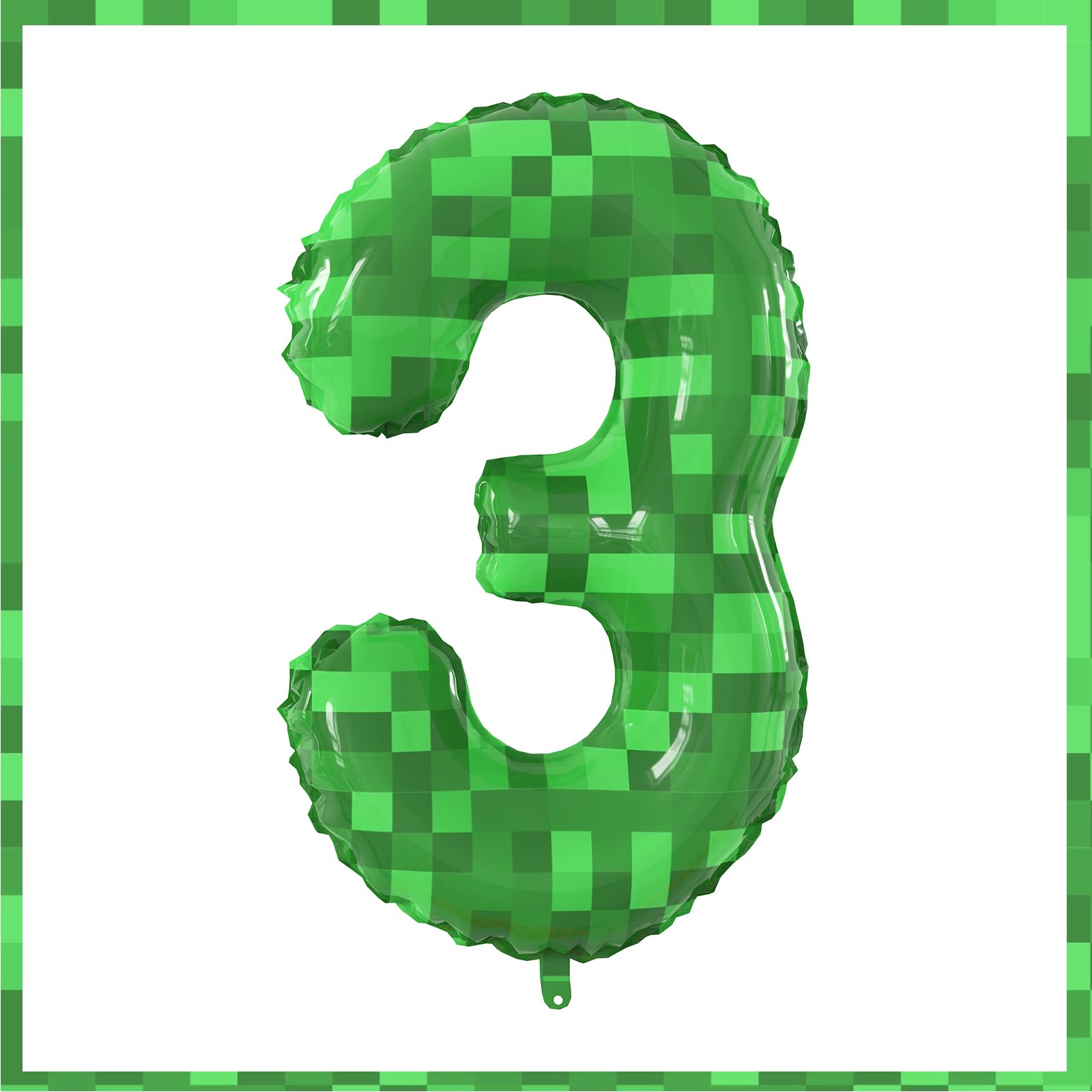 sixoneaien 40-inch green pixel miner number balloon 3 ideal for bold birthday decor