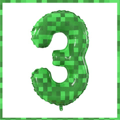 sixoneaien 40-inch green pixel miner number balloon 3 ideal for bold birthday decor