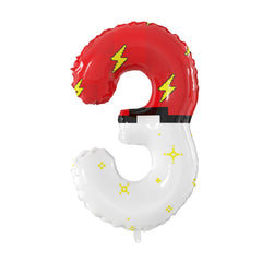 SIXONEAIEN 40-inch giant number 3 balloon in red and white for standout party decor.