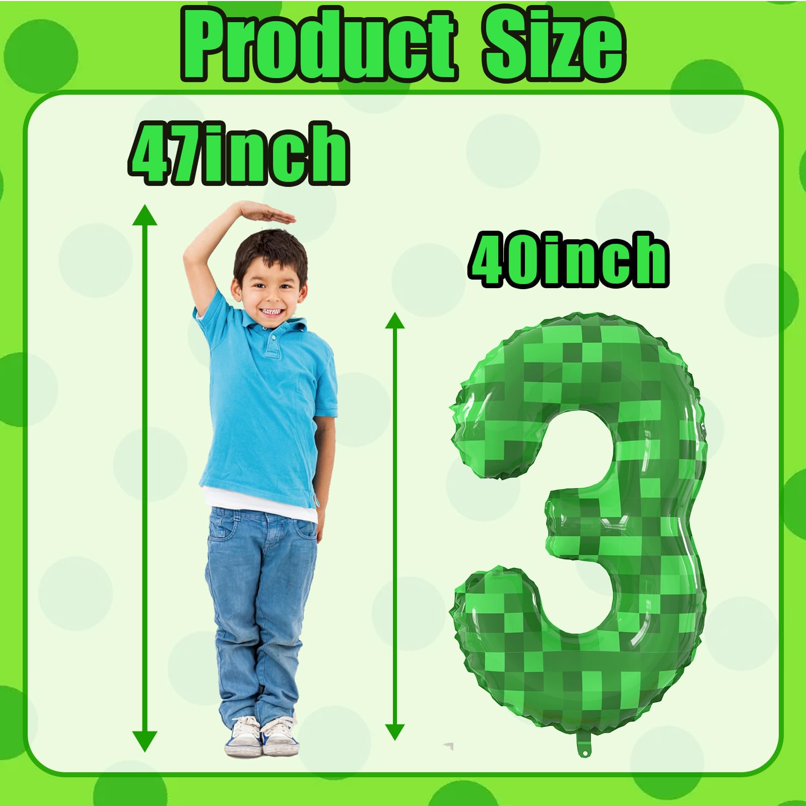 sixoneaien giant green pixel miner number balloon 0 suitable for photo-worthy displays