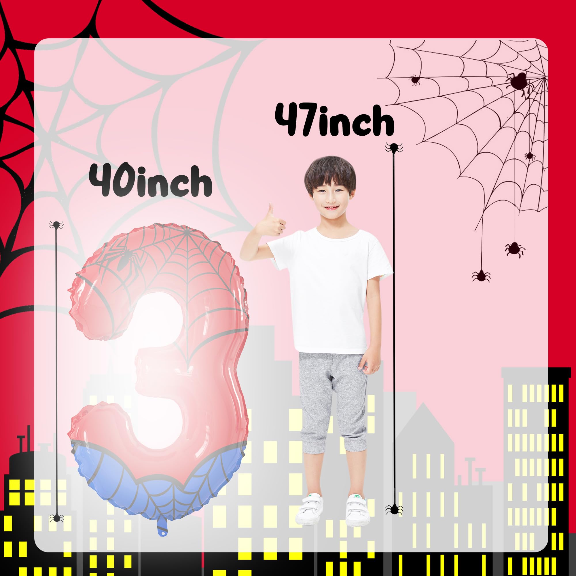 SIXONEAIEN giant spider number 3 balloon enhances table décor and photo moments.
