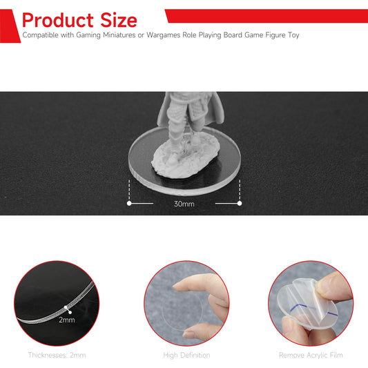 SixPoints clear acrylic 30mm base highlights minis with flat footing.