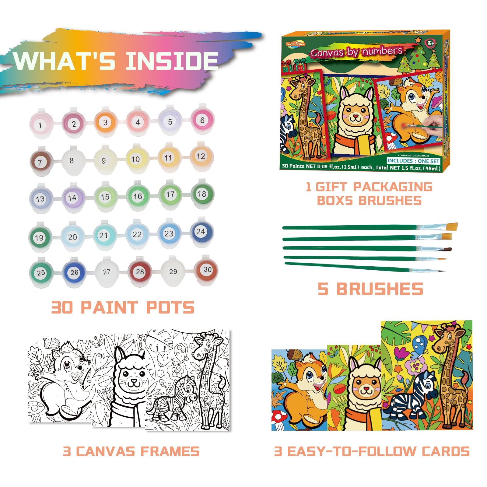 Sixth Space paint-by-numbers 8x8 framed canvas for compact creativity.