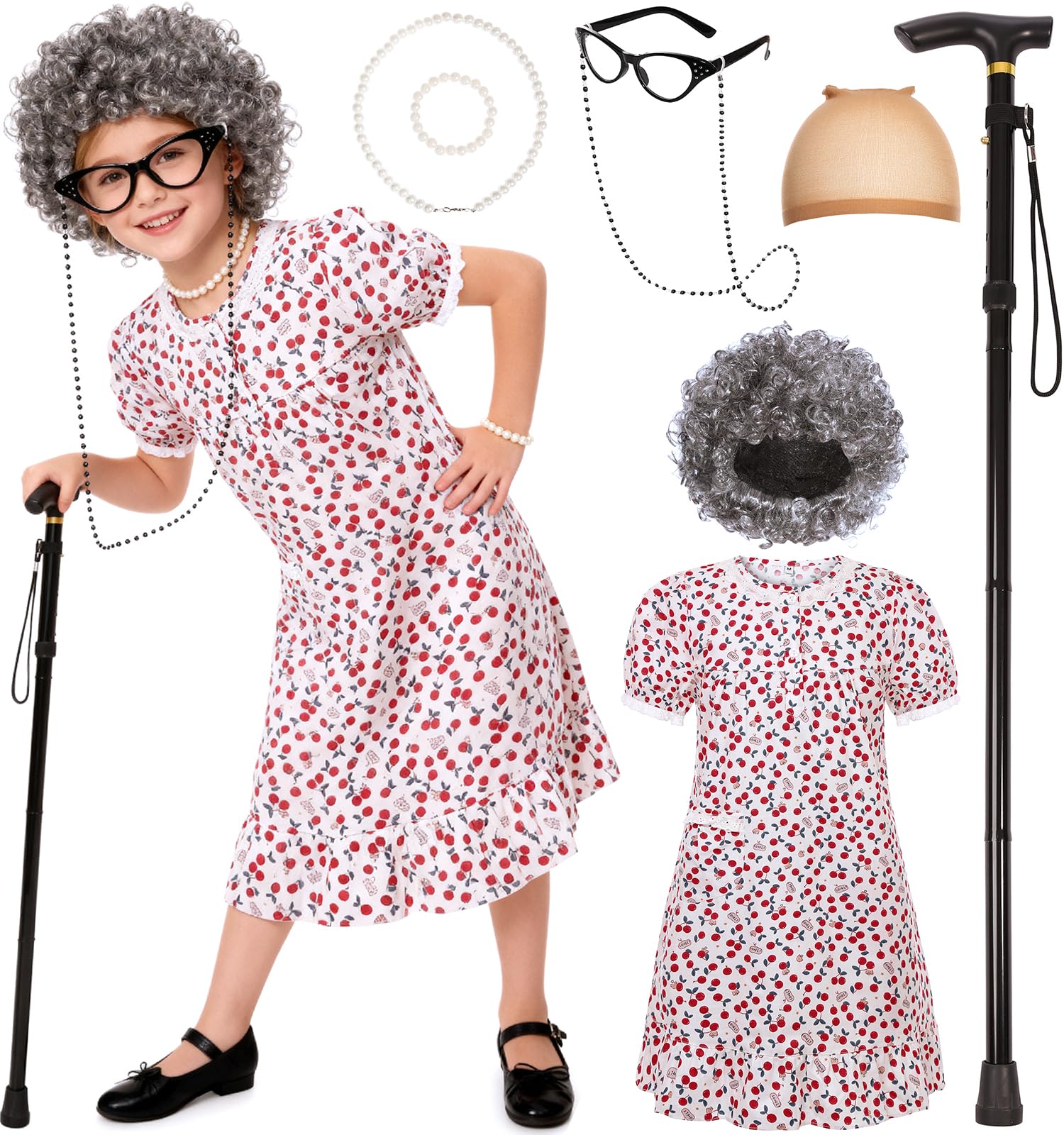 SIZGAROOT old lady costume dress for authentic pretend play