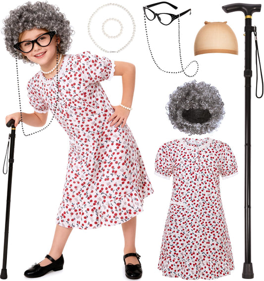 SIZGAROOT old lady costume dress for authentic pretend play