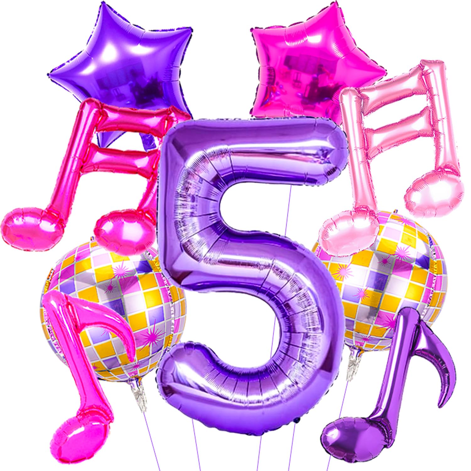 Siznkore Kpop birthday set: purple number 5 balloon enhances milestone photos