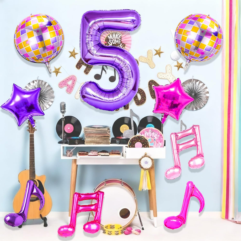 Siznkore Kpop birthday set: disco ball balloons reflect party lighting
