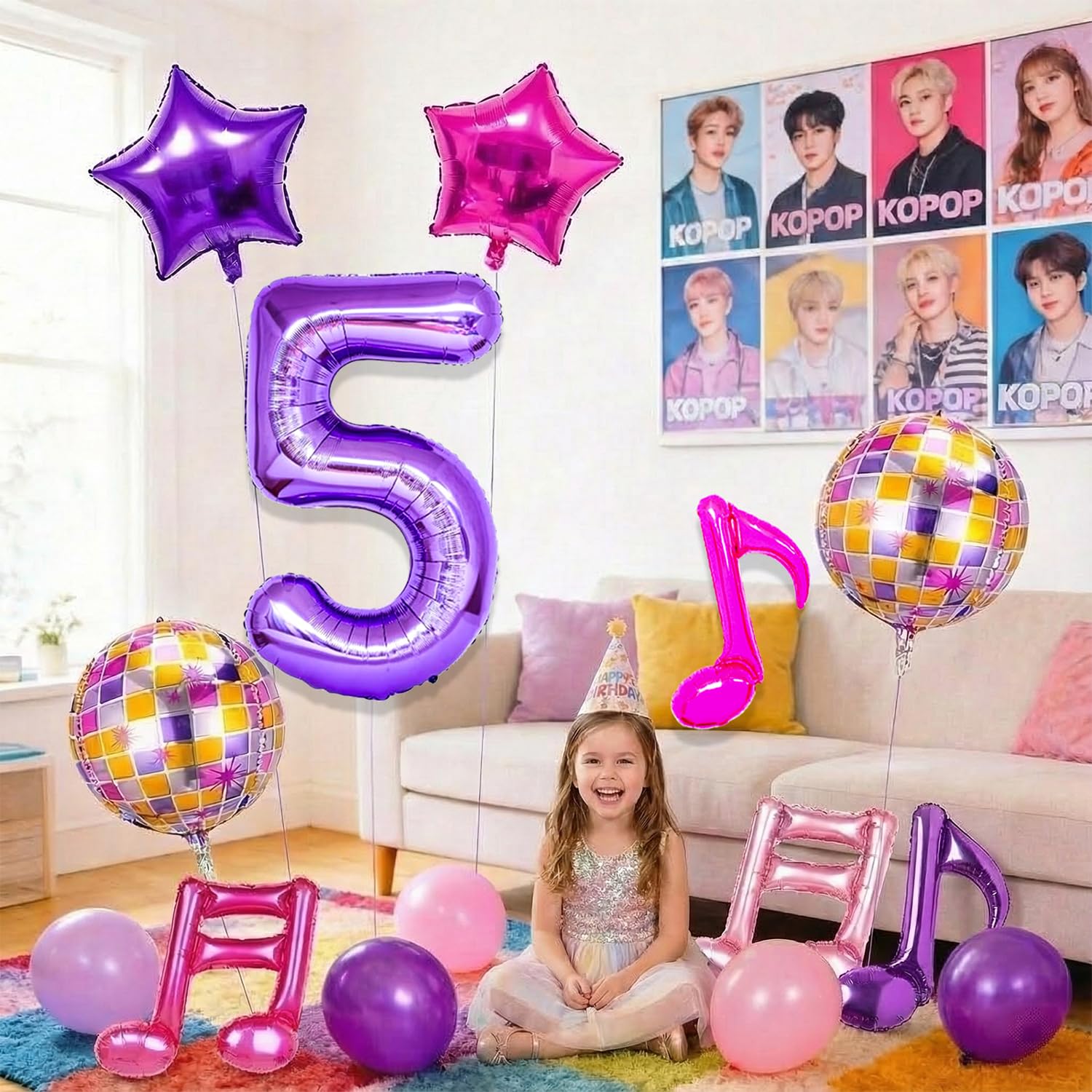 Siznkore Kpop birthday set: fuchsia star balloon for bold accents