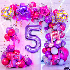 Siznkore Kpop birthday set: purple double-note balloon for music theme