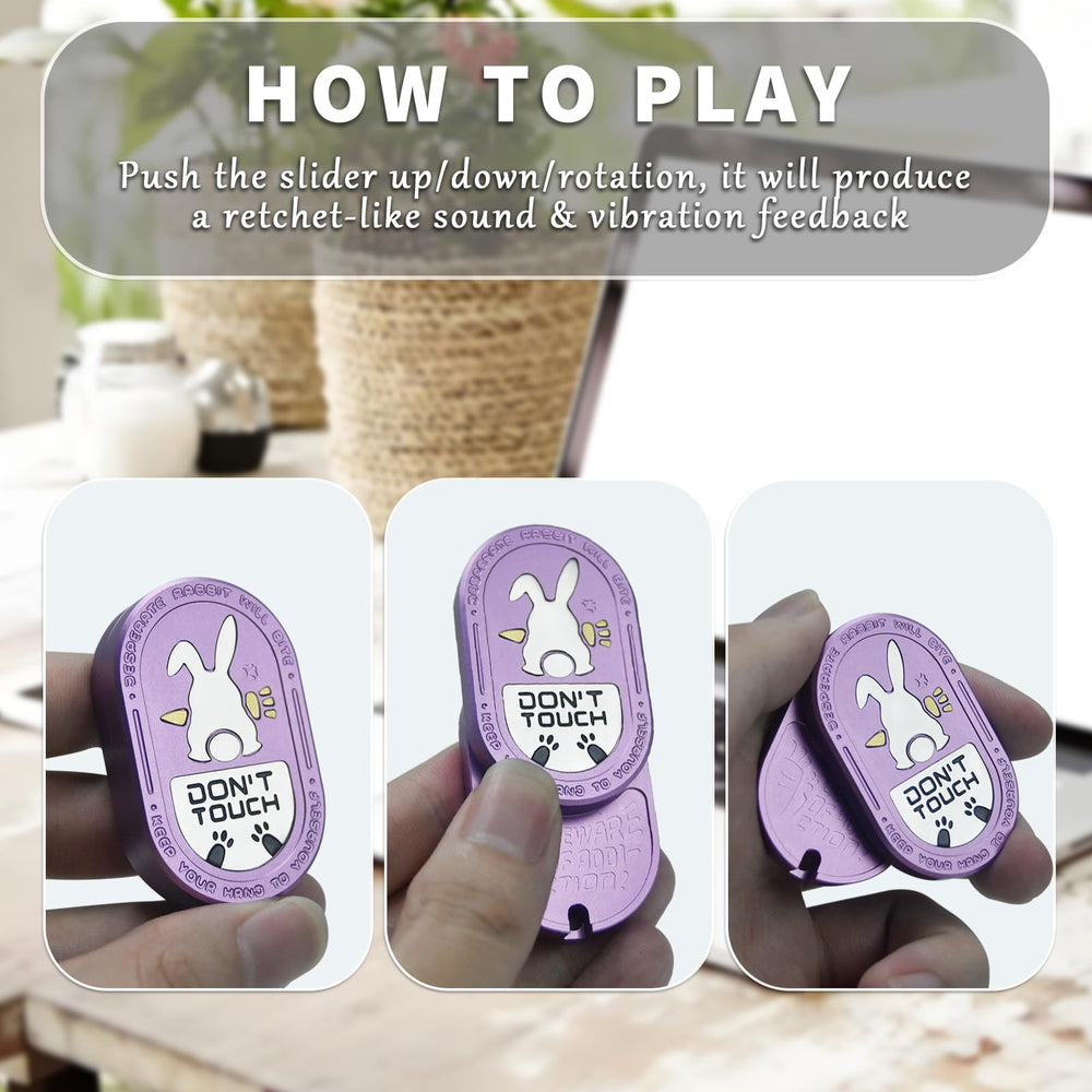 SKEDC Desperate Rabbit slider purple mechanism closeup, tactile clicks for stress relief.