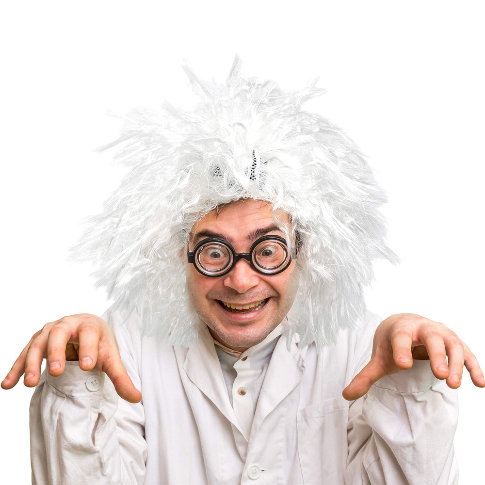 Skeleteen Beetlejuice style wig with dramatic white curls for parties.