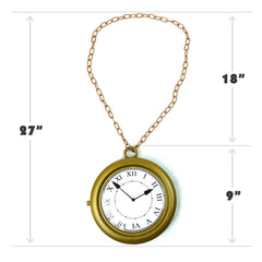 Skeleteen Gold Clock Necklace doubles as party decor for Wonderland or hip hop inspired events.