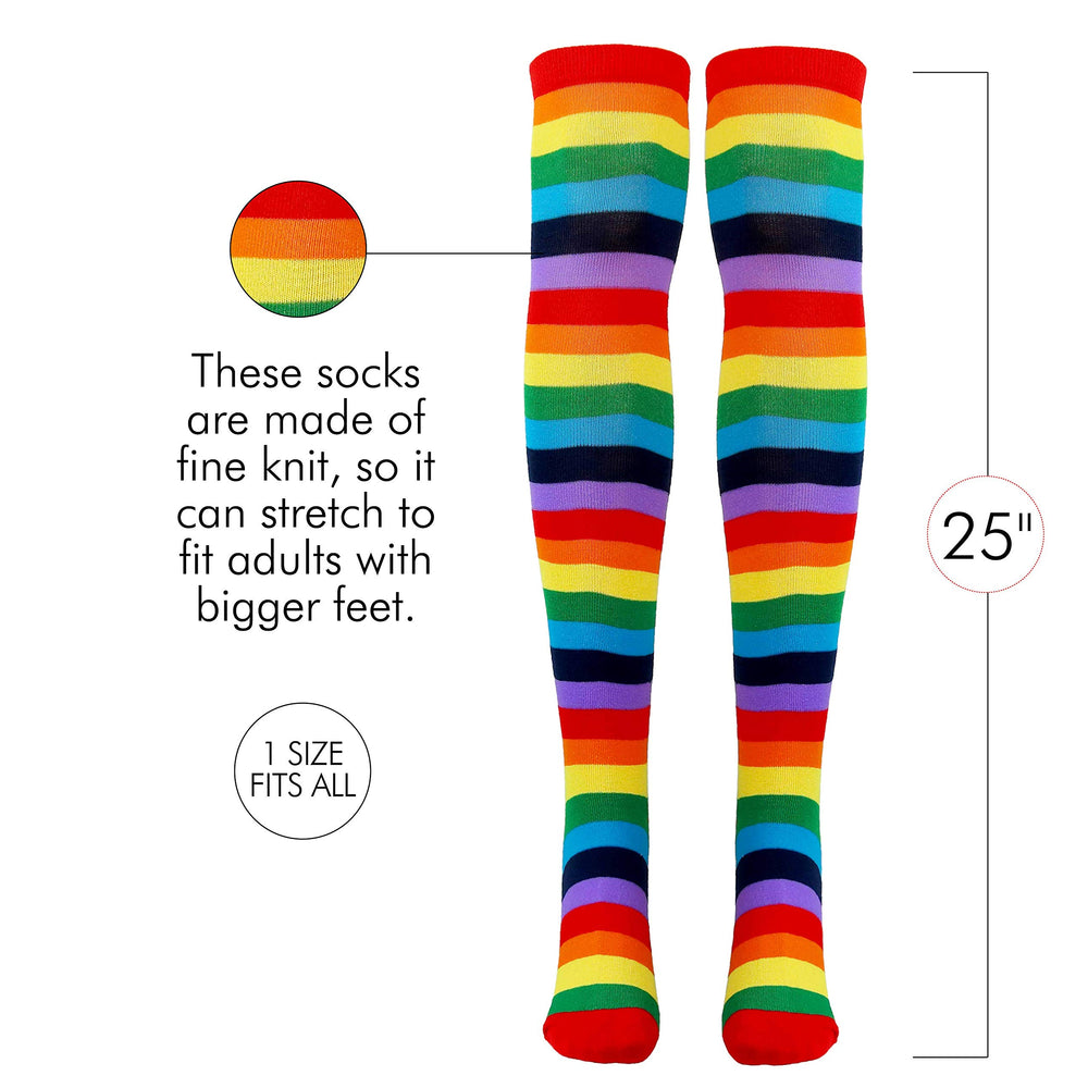 Skeleteen multicolor long socks suitable for kid and adult cosplay ensembles.