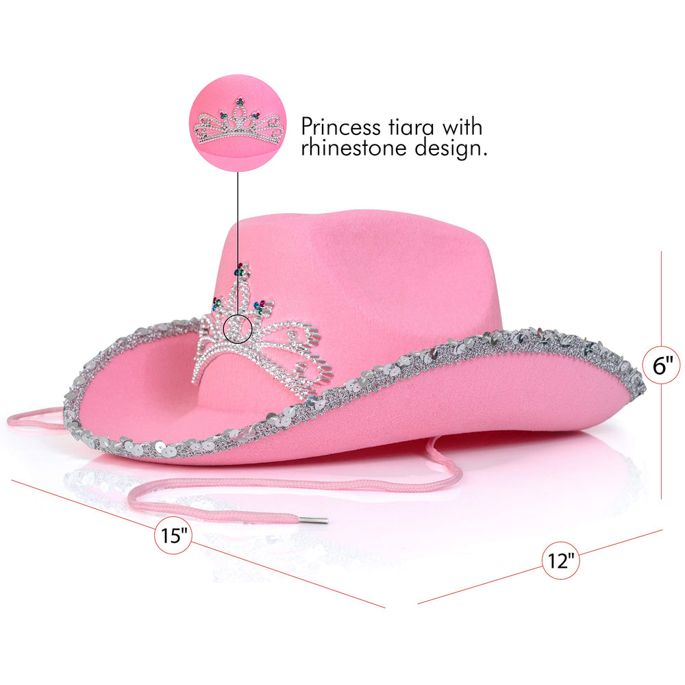 Skeleteen Pink Cowgirl Hat with chin string provides secure fit during active pretend play.