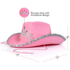 Skeleteen Pink Cowgirl Hat with chin string provides secure fit during active pretend play.