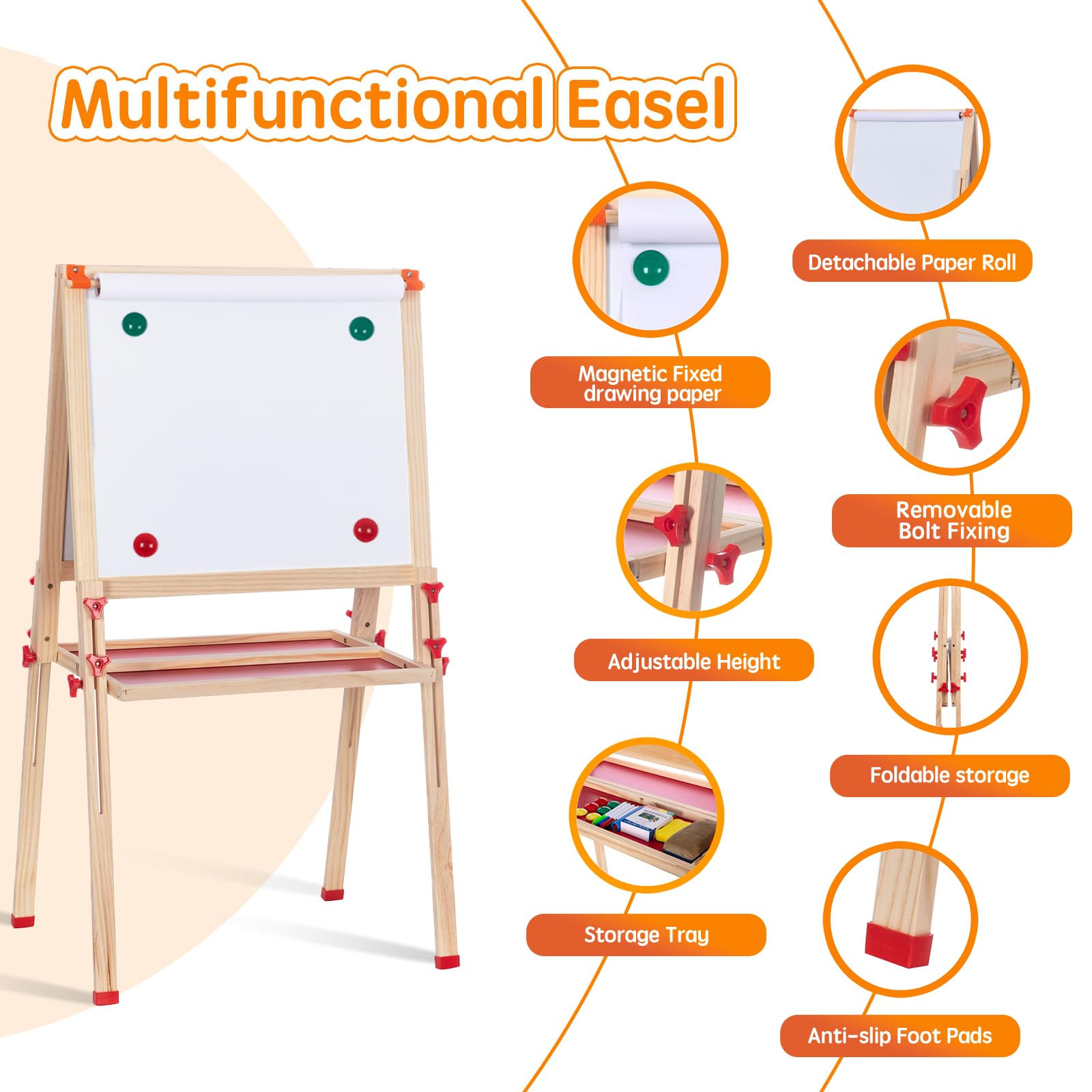 SketchNest height-adjustable easel grows with children from preschool to elementary.