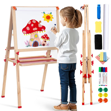 SketchNest wooden adjustable easel for kids with a sturdy, versatile drawing surface.