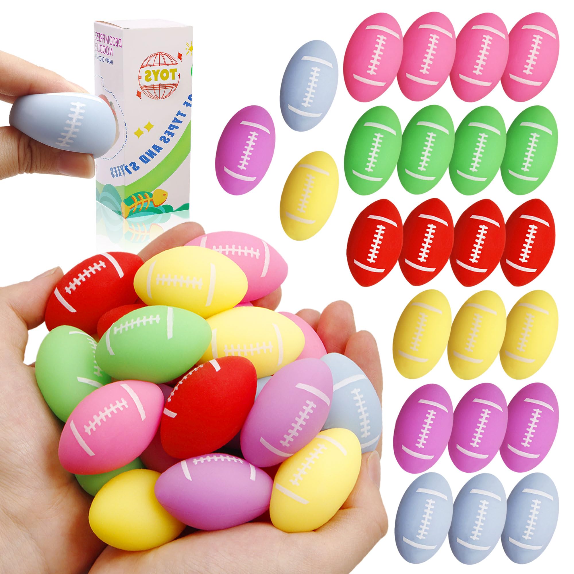 Sketsia football stress ball 24-pack front view for group play and party favors