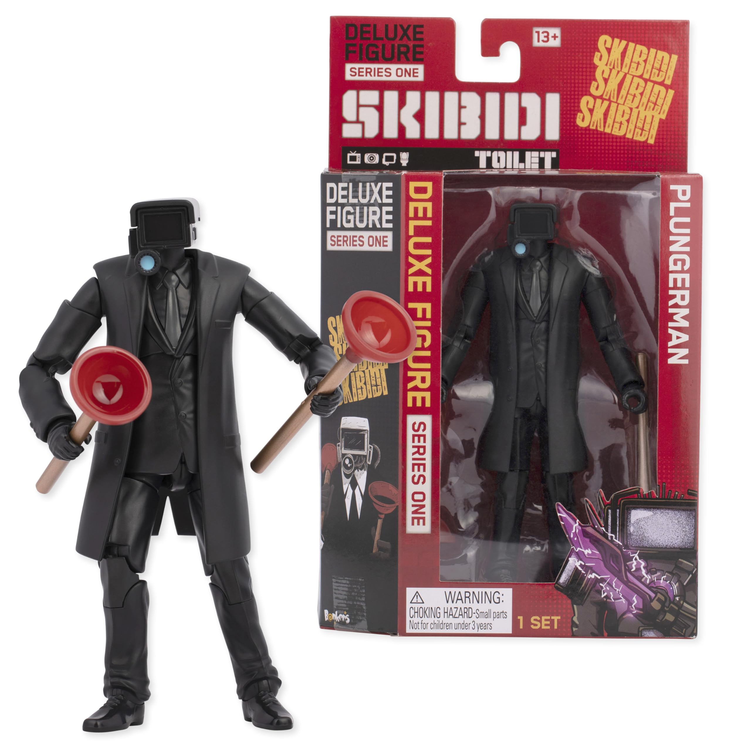 SKIBIDI Toilet Deluxe Plungerman six-inch figure ready for display and poseable play