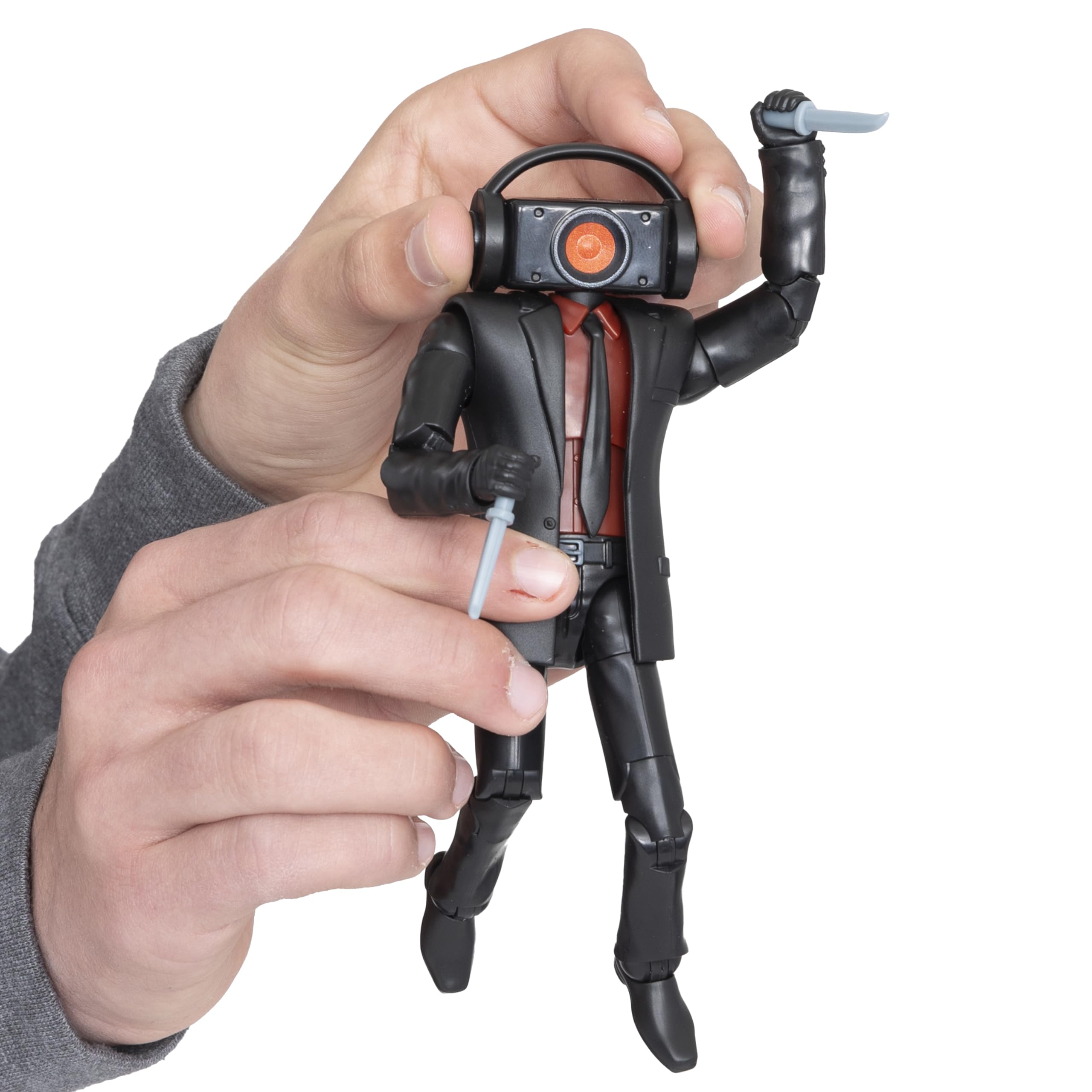 Poseable SKIBIDI Toilet figure demonstrating multiple action poses.