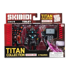 Skibidi Toilet Titan 3 Pack packaging and display ready for shelves