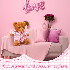 Skicuff bear pajama pants in pink with easy elastic waistband.