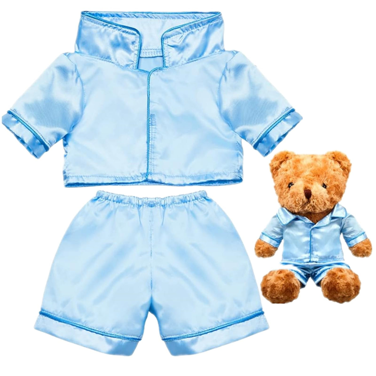 Skicuff bear pajama top in light blue offers cozy fit for 12-16 inch plush bears