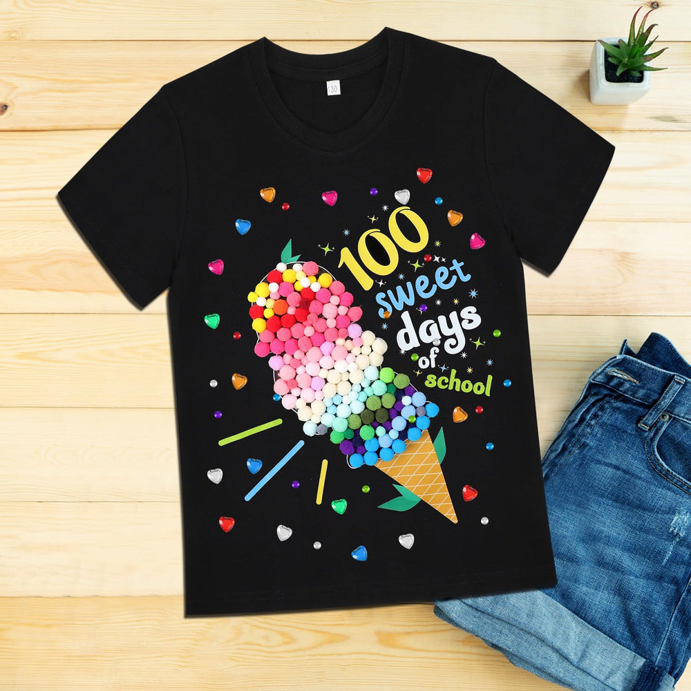 Skicuff kids crafting the 100th day shirt design in progress