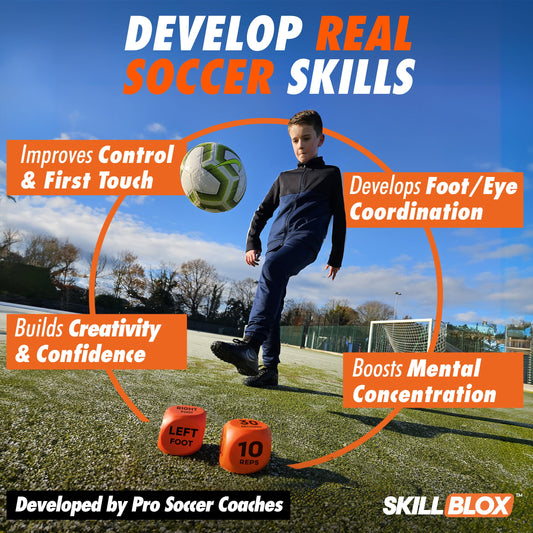 SKILL BLOX Kick Up Dice in action for juggling practice
