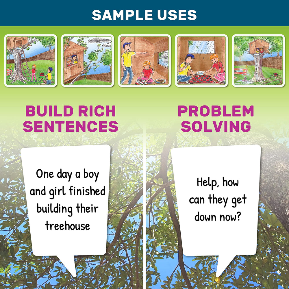 SkillEase sentence-building cards aid therapy and classroom sentence construction activities.