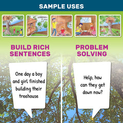 SkillEase sentence-building cards aid therapy and classroom sentence construction activities.