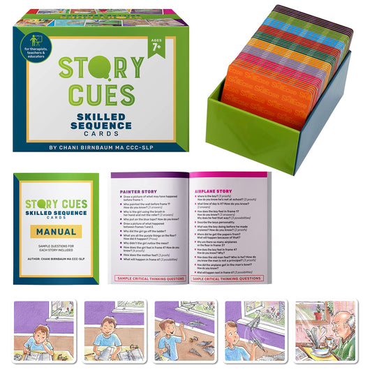SkillEase Story Cues Cards visualize storytelling prompts to grow vocabulary and sequencing.