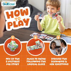 SkillEase Story Cues 2 instruction manual guiding therapy-friendly storytelling activities
