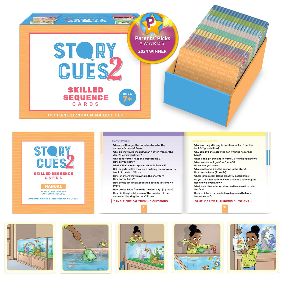 SkillEase Story Cues 2 pack cover showing vibrant storytelling cards for therapy prep
