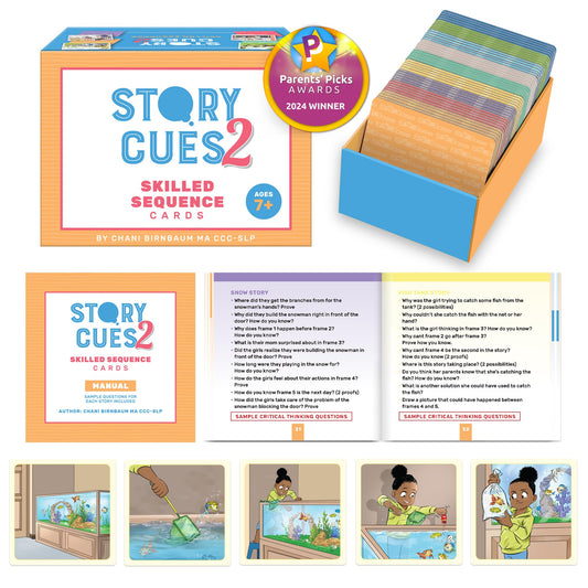 SkillEase Story Cues 2 pack cover showing vibrant storytelling cards for therapy prep